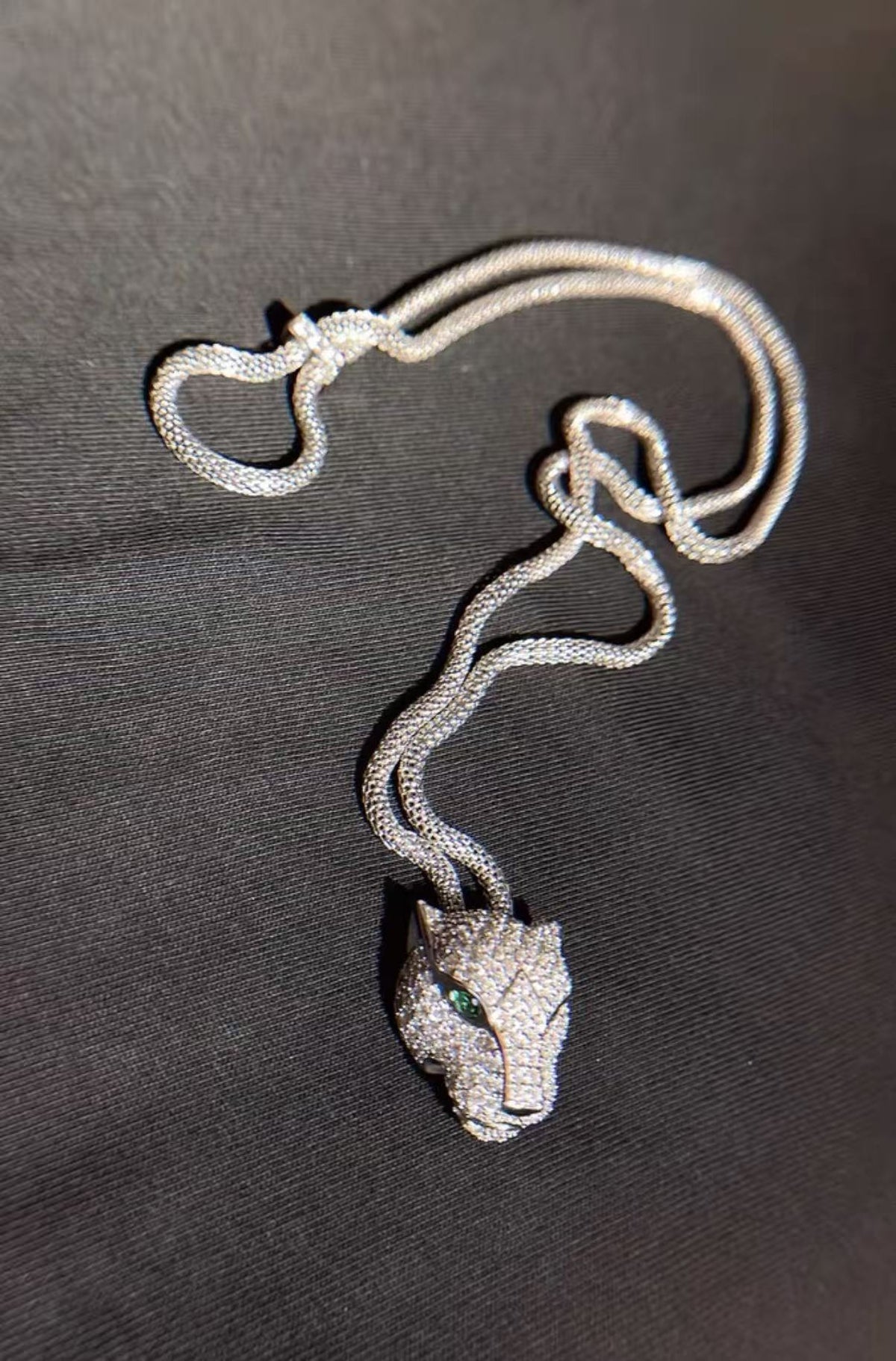 [Garvey]PANTHER FULL DIAMOND CLASSIC THREE-TONE CLAVICLE NECKLACE