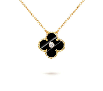 [Garvey]15MM CLOVER FLOWER DIAMOND PENDANT NECKLACE COLLECTION