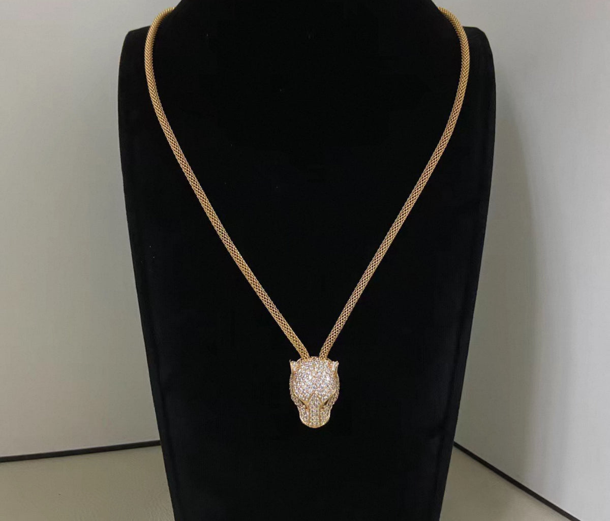 [Garvey]PANTHER FULL DIAMOND CLASSIC THREE-TONE CLAVICLE NECKLACE
