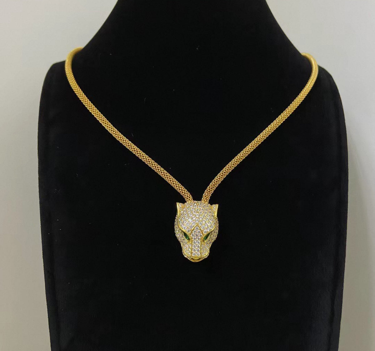 [Garvey]PANTHER FULL DIAMOND CLASSIC THREE-TONE CLAVICLE NECKLACE