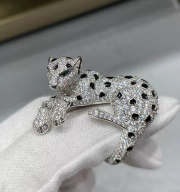 [Garvey ]PANTHER SPOTTED FULL DIAMOND SILVER RING