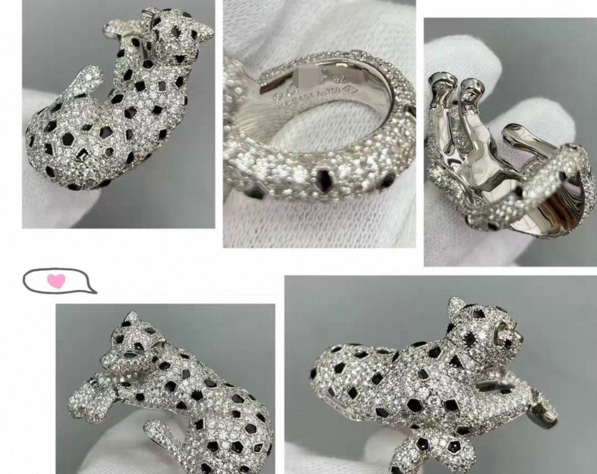 [Garvey ]PANTHER SPOTTED FULL DIAMOND SILVER RING
