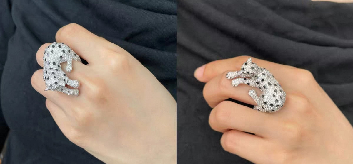 [Garvey ]PANTHER SPOTTED FULL DIAMOND SILVER RING