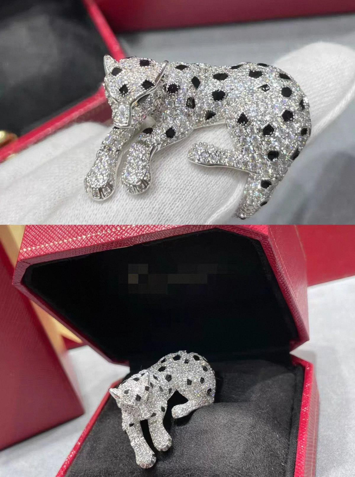 [Garvey ]PANTHER SPOTTED FULL DIAMOND SILVER RING