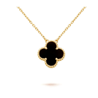 [Garvey ]CLOVER 15MM BLACK ONYX SINGLE FLOWER NECKLACE