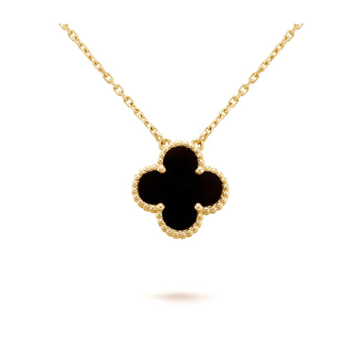 [Garvey ]CLOVER 15MM BLACK ONYX SINGLE FLOWER NECKLACE