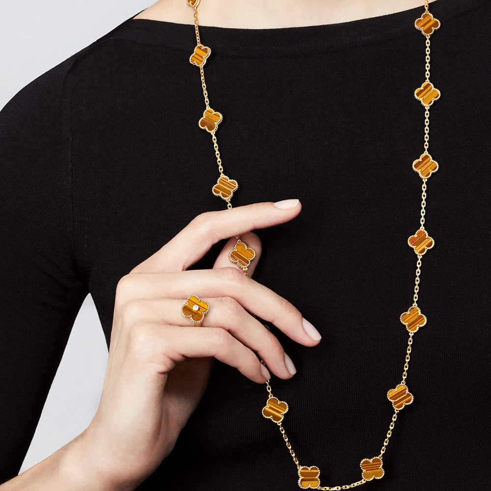 [Garvey ]CLOVER 20 MOTIFS TIGER EYE ROSE GOLD
