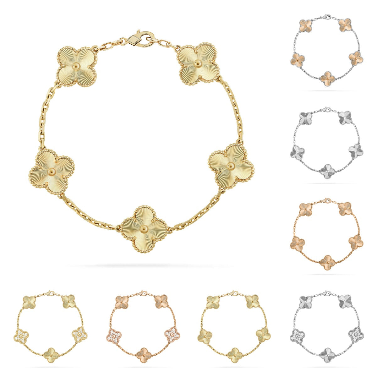 [Garvey]LUCKY CLOVER 5-MOTIF BRACELET - LASER COLLECTION