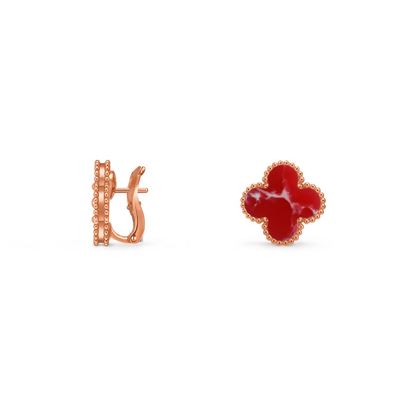 [Garvey]15MM CLOVER FLOWER STUD EARRINGS ROSE GOLD COLLECTION