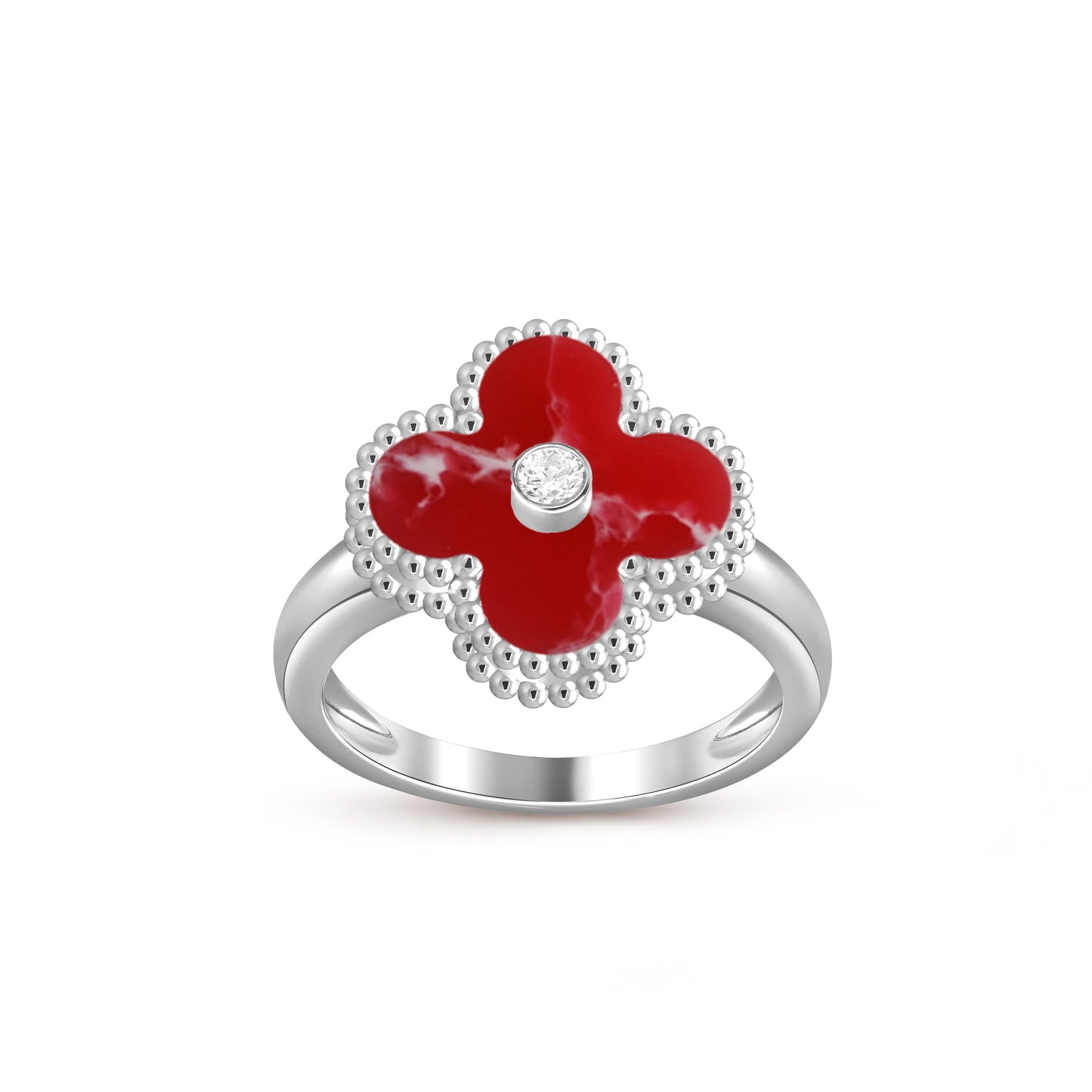 [Garvey]LUCKY CLOVER DIAMOND-ACCENT WHITE GOLD RING COLLECTION
