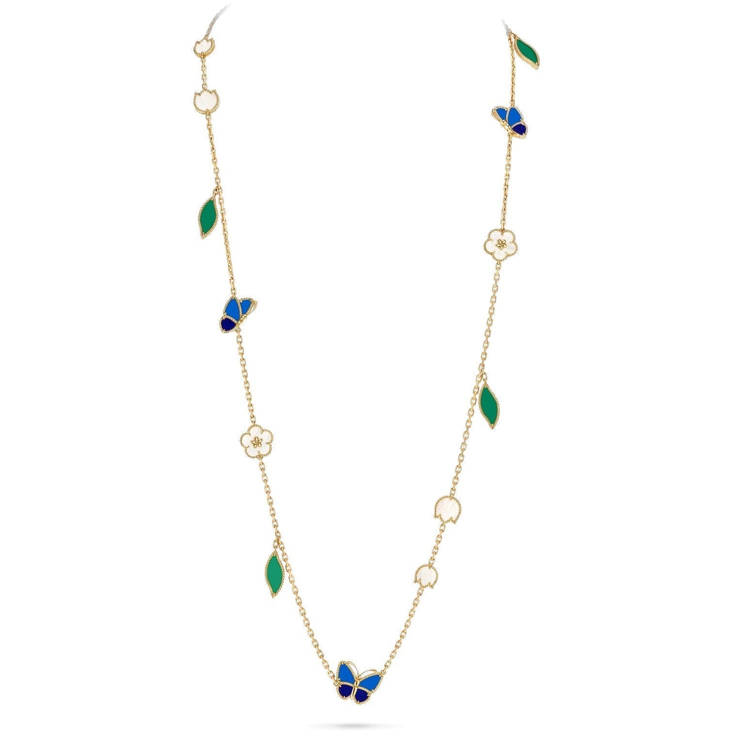 [Garvey]LUCKY SPRING BUTTERFLY & FLOWER STATEMENT NECKLACE - 15-MOTIF FLORAL DESIGN