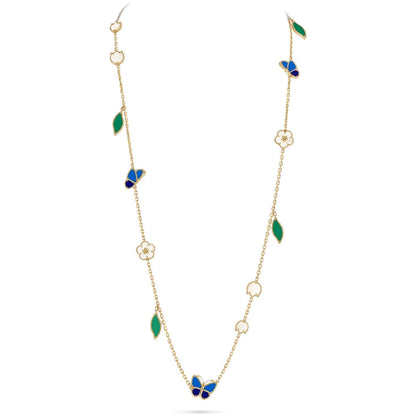 [Garvey]LUCKY SPRING BUTTERFLY & FLOWER STATEMENT NECKLACE - 15-MOTIF FLORAL DESIGN