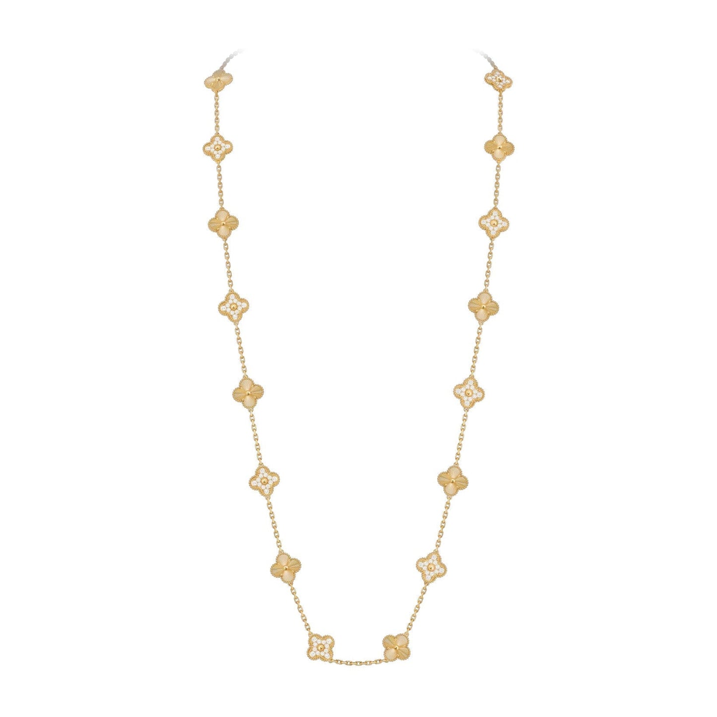 [Garvey]CLASSIC 20-MOTIF LUCKY CLOVER LONG NECKLACE GOLD COLLECTION