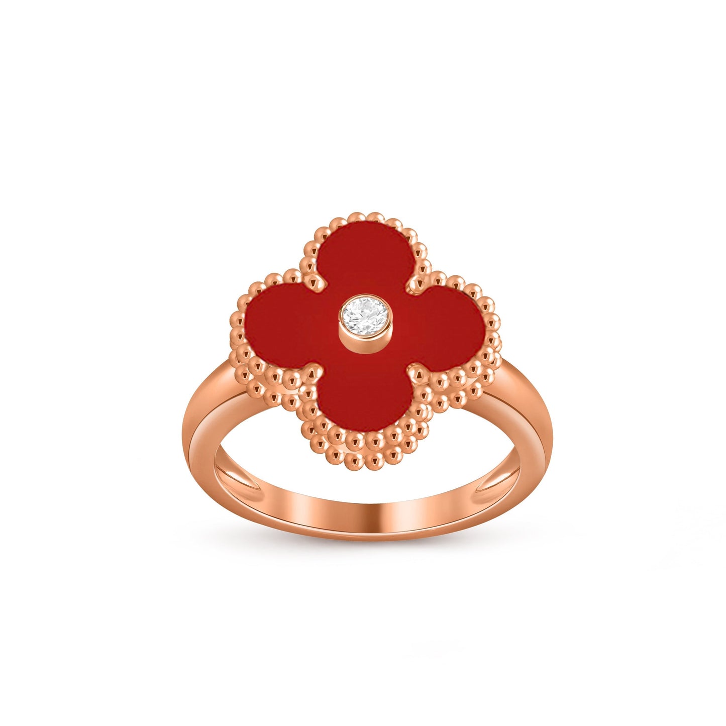 [Garvey]LUCKY CLOVER DIAMOND-ACCENT ROSE GOLD RING COLLECTION