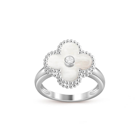 [Garvey]LUCKY CLOVER DIAMOND-ACCENT WHITE GOLD RING COLLECTION