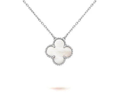 [Garvey]15MM CLOVER FLOWER PENDANT NECKLACE WHITE GOLD COLLECTION