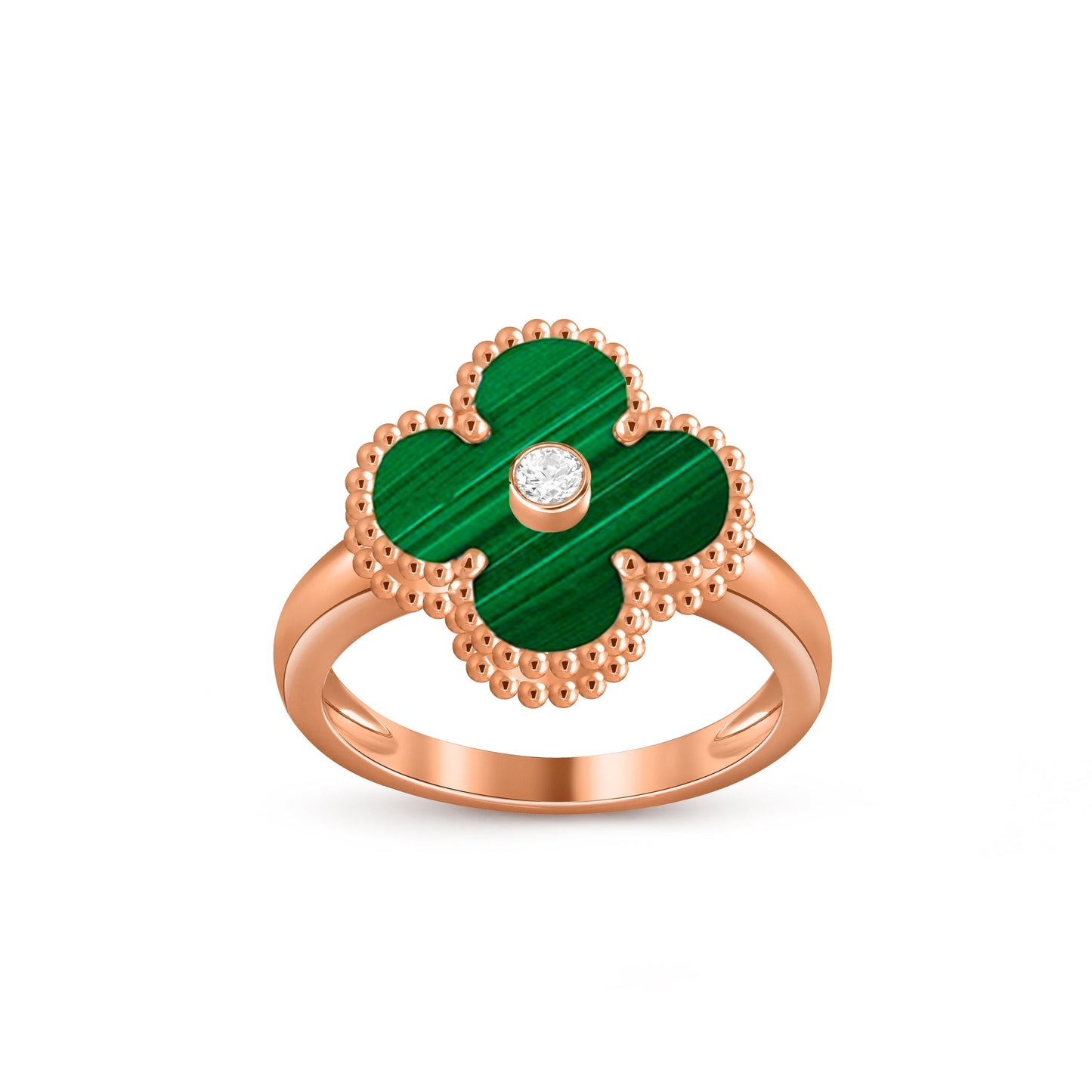 [Garvey]LUCKY CLOVER DIAMOND-ACCENT ROSE GOLD RING COLLECTION