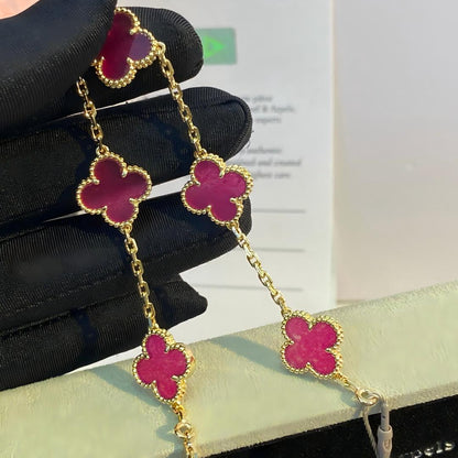 [Garvey]NEW CLOVER 5 MOTIFS PINK ENAMEL BRACELET