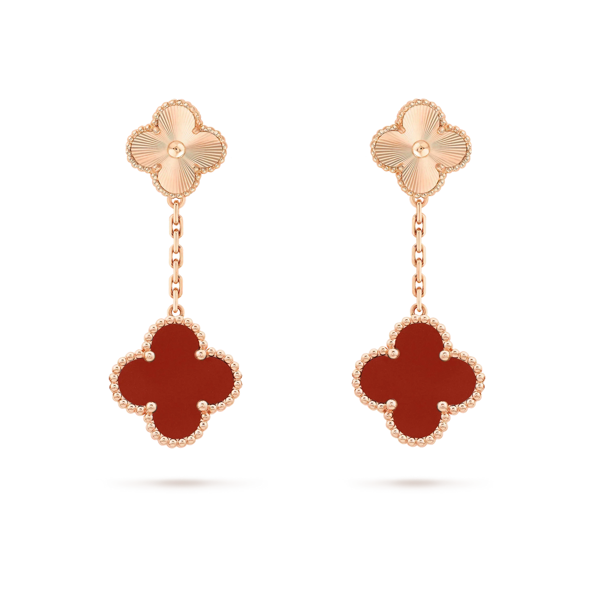 [Garvey ]CLOVER 2 MOTIF  LASER CARNELIAN EARRINGS