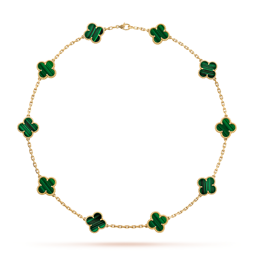 [Garvey ]CLOVER 10 MOTIFS MALACHITE NECKLACE