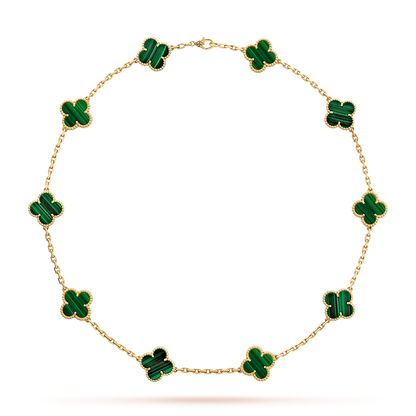[Garvey ]CLOVER 10 MOTIFS MALACHITE NECKLACE