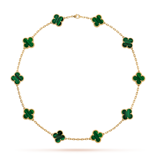 [Garvey ]CLOVER 10 MOTIFS MALACHITE NECKLACE