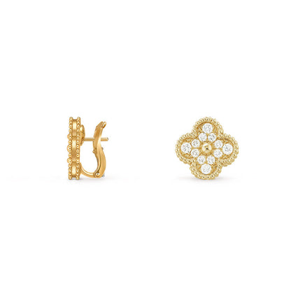 [Garvey]15MM CLOVER FLOWER STUD EARRINGS GOLD COLLECTION