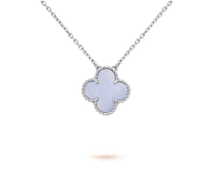 [Garvey]15MM CLOVER FLOWER PENDANT NECKLACE WHITE GOLD COLLECTION