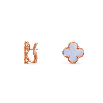 [Garvey]15MM CLOVER FLOWER STUD EARRINGS ROSE GOLD COLLECTION