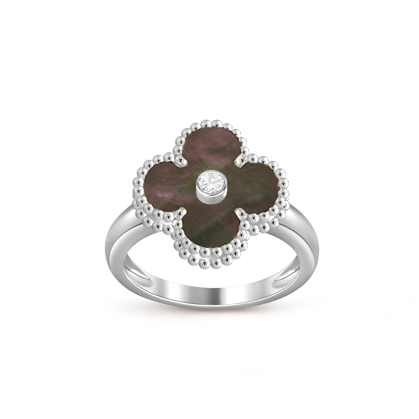 [Garvey]LUCKY CLOVER DIAMOND-ACCENT WHITE GOLD RING COLLECTION