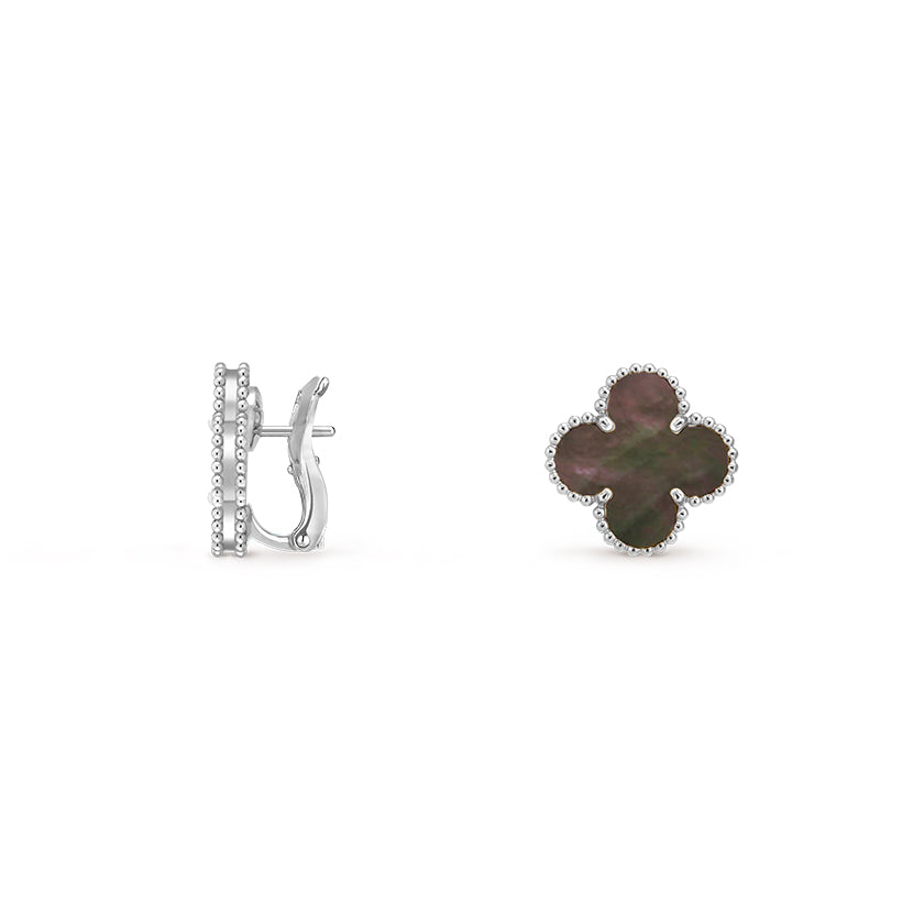 [Garvey]15MM CLOVER FLOWER STUD EARRINGS WHITE GOLD COLLECTION