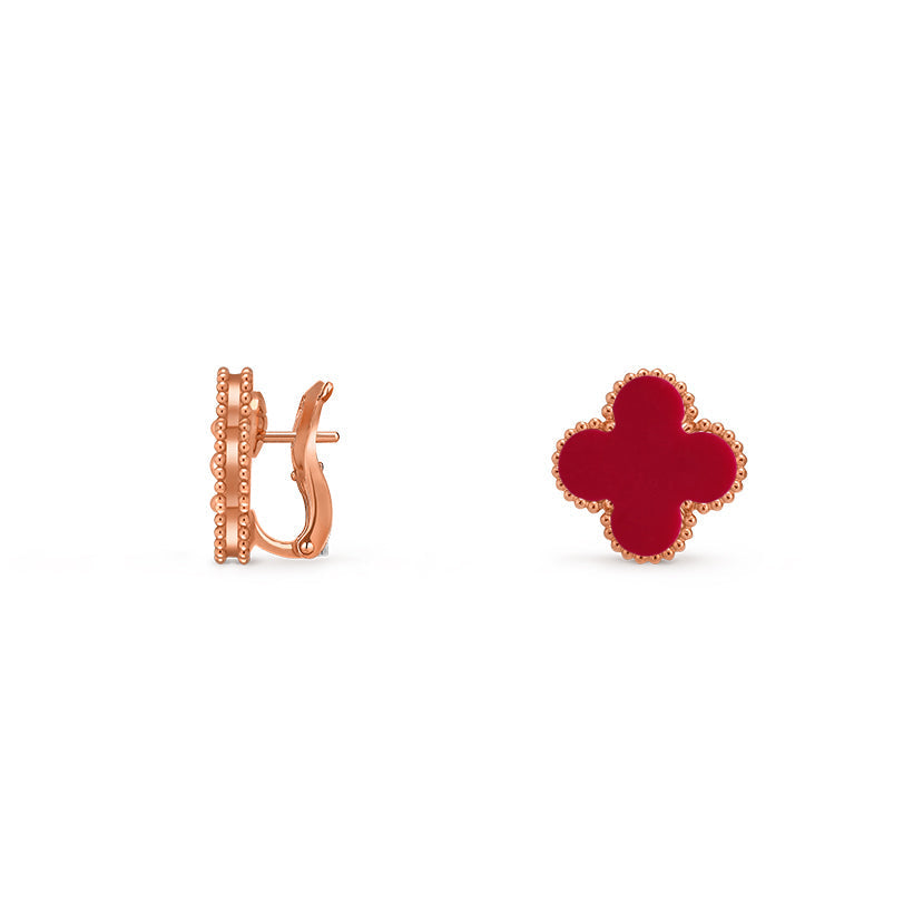 [Garvey]15MM CLOVER FLOWER STUD EARRINGS ROSE GOLD COLLECTION