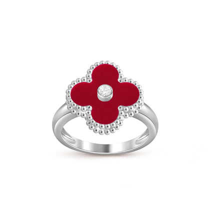 [Garvey]LUCKY CLOVER DIAMOND-ACCENT WHITE GOLD RING COLLECTION