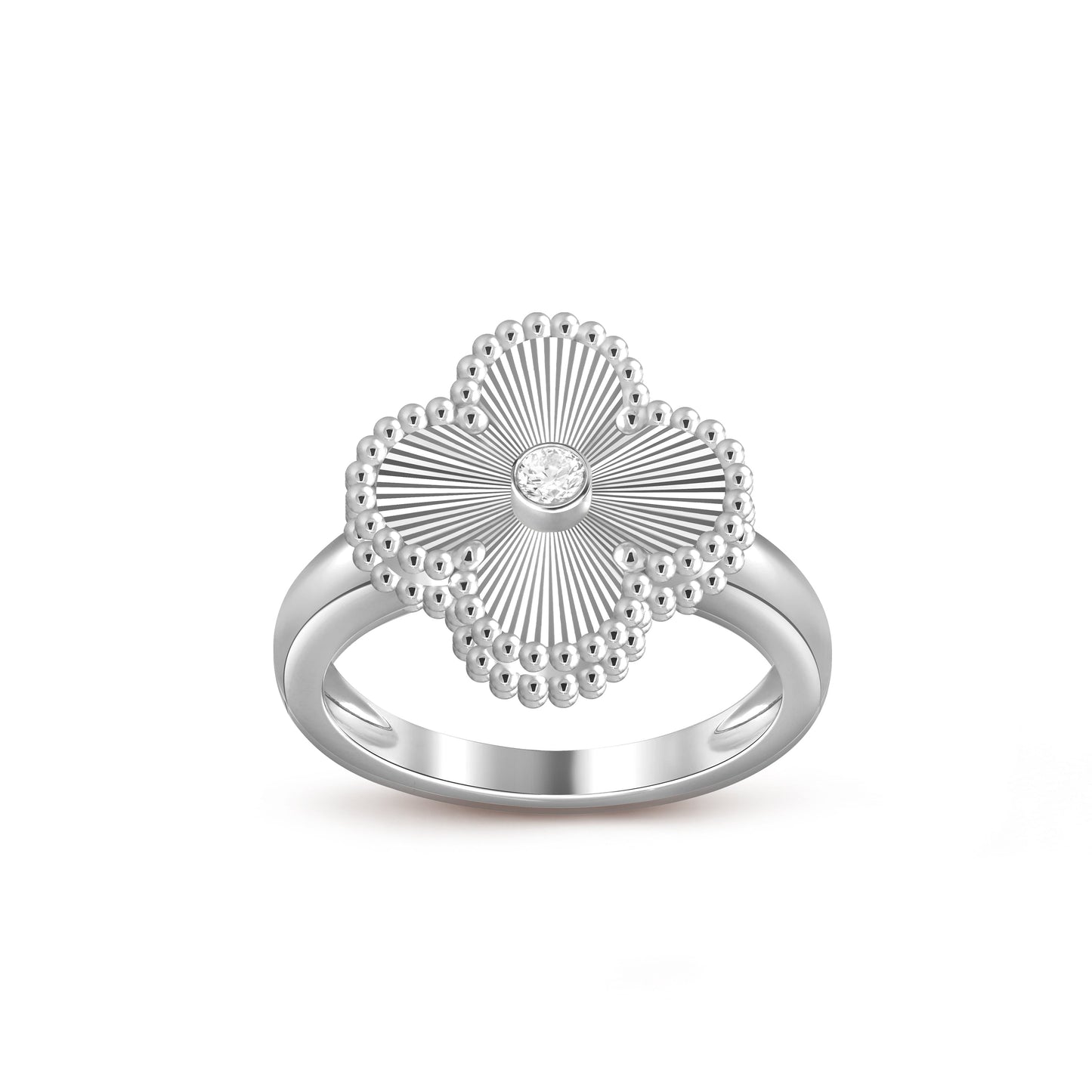 [Garvey]LUCKY CLOVER DIAMOND-ACCENT WHITE GOLD RING COLLECTION