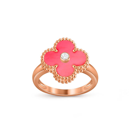 [Garvey]LUCKY CLOVER DIAMOND-ACCENT ROSE GOLD RING COLLECTION