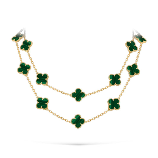 [Garvey]CLASSIC 20-MOTIF LUCKY CLOVER LONG NECKLACE GOLD COLLECTION