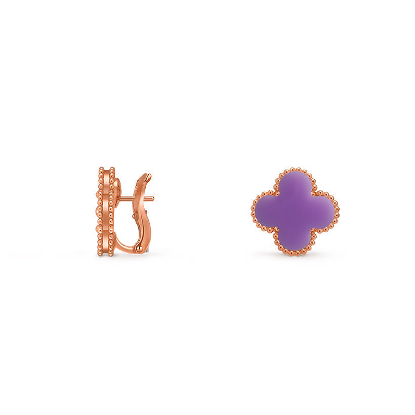 [Garvey]15MM CLOVER FLOWER STUD EARRINGS ROSE GOLD COLLECTION