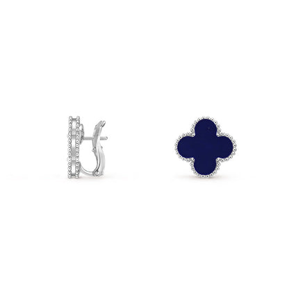 [Garvey]15MM CLOVER FLOWER STUD EARRINGS WHITE GOLD COLLECTION