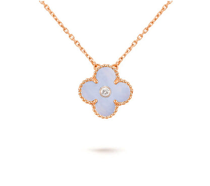 [Garvey]15MM CLOVER FLOWER DIAMOND PENDANT NECKLACE COLLECTION