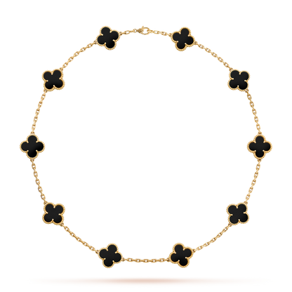 [Garvey ]CLOVER 10 MOTIFS ONYX NECKLACE