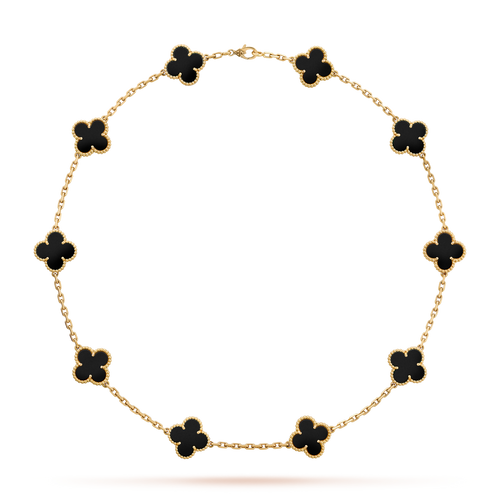 [Garvey ]CLOVER 10 MOTIFS ONYX NECKLACE