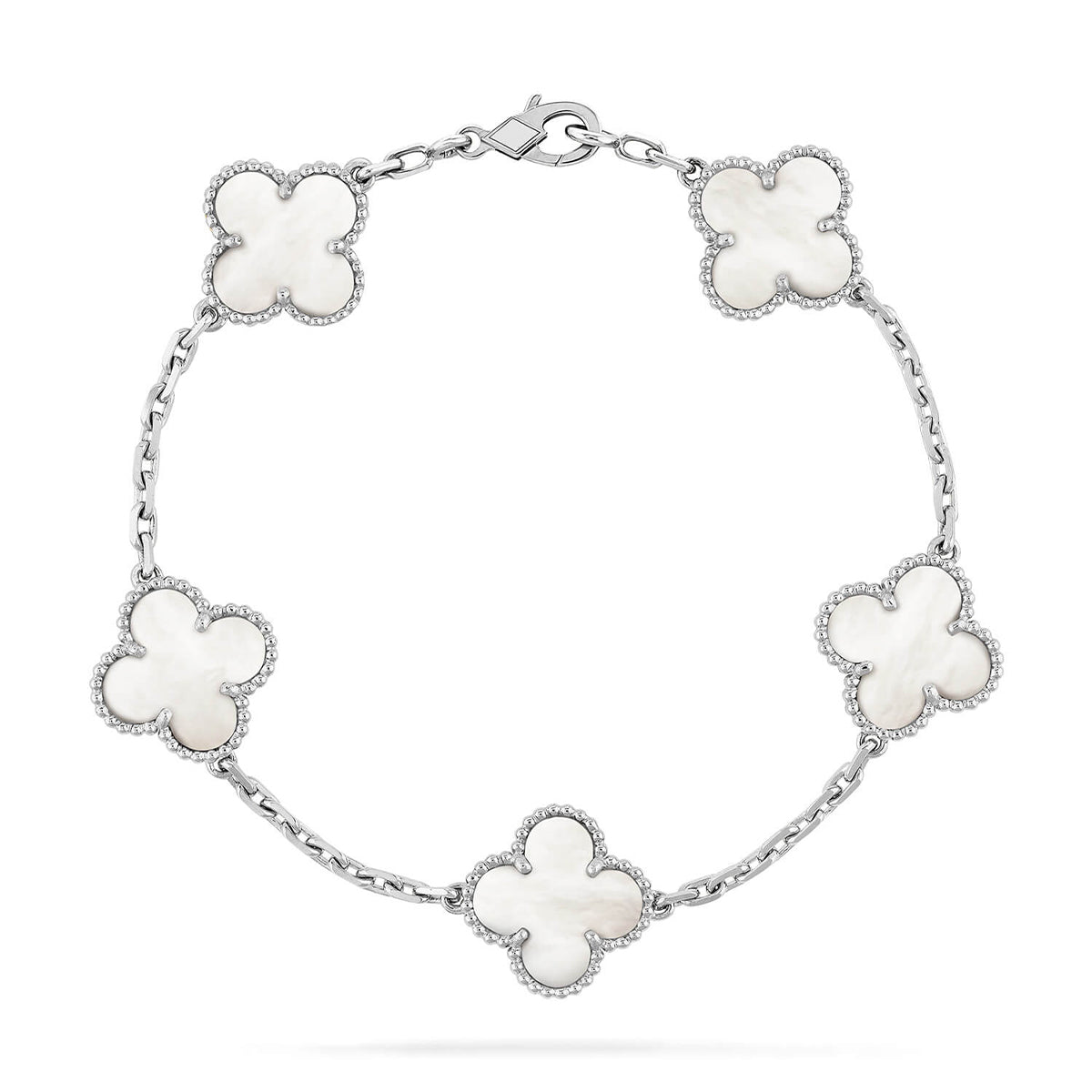 [Garvey]LUCKY CLOVER 5-MOTIF BRACELET - WHITE MOTHER-OF-PEARL COLLECTION