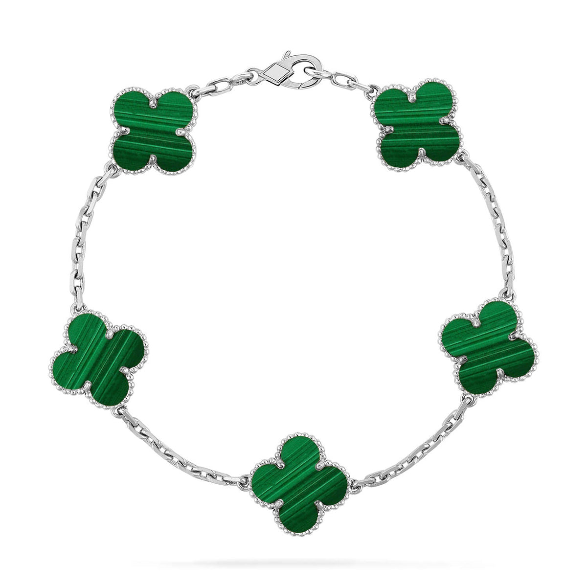 [Garvey]LUCKY CLOVER 5-MOTIF BRACELET - MALACHITE COLLECTION