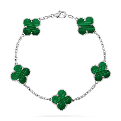 [Garvey]LUCKY CLOVER 5-MOTIF BRACELET - MALACHITE COLLECTION