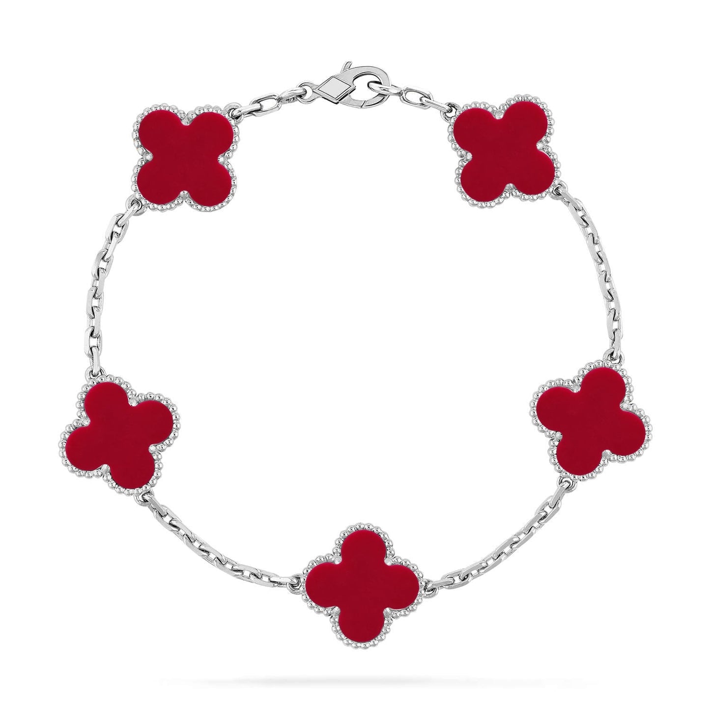 [Garvey]LUCKY CLOVER 5-MOTIF BRACELET - RED CARNELIAN COLLECTION