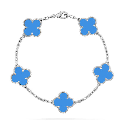 [Garvey]LUCKY CLOVER 5-MOTIF BRACELET - BLUE AGATE COLLECTION