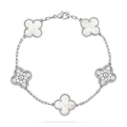 [Garvey ]CLOVER WHITE PEARL MOP 5 MOTIF BRACELET COLLECTION