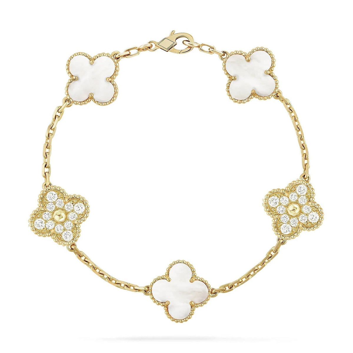 [Garvey ]CLOVER WHITE PEARL MOP 5 MOTIF BRACELET COLLECTION