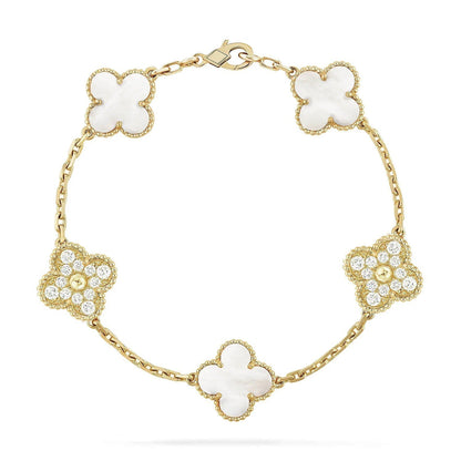 [Garvey ]CLOVER WHITE PEARL MOP 5 MOTIF BRACELET COLLECTION