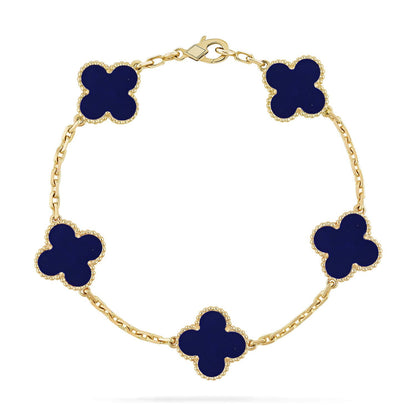 [Garvey]LUCKY CLOVER 5-MOTIF BRACELET - LAPIS LAZULI COLLECTION